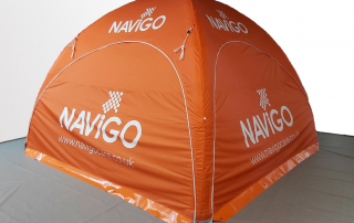 NAViGO Care chose the Axion Square Inflatable Event Tent for rapid set-up, all weather use and 100% branding