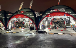 Toyota Gazoo Dakar Winners in 2022 and 2023. Inflatable Service Area Tents by Axion