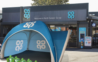 Co-op Promotional event tent. Axion Square 4m x 4m.